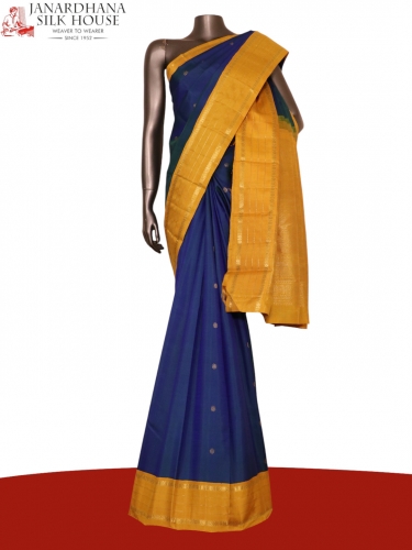 Pure Handloom Butta Contrast Kanjeevaram Silk Saree